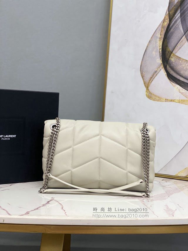 YSL爆款女士包包 聖羅蘭經典款LOULOU PUFFER絎縫漆皮小號郵差包 YSL肩背斜挎包 577476  jjh1133